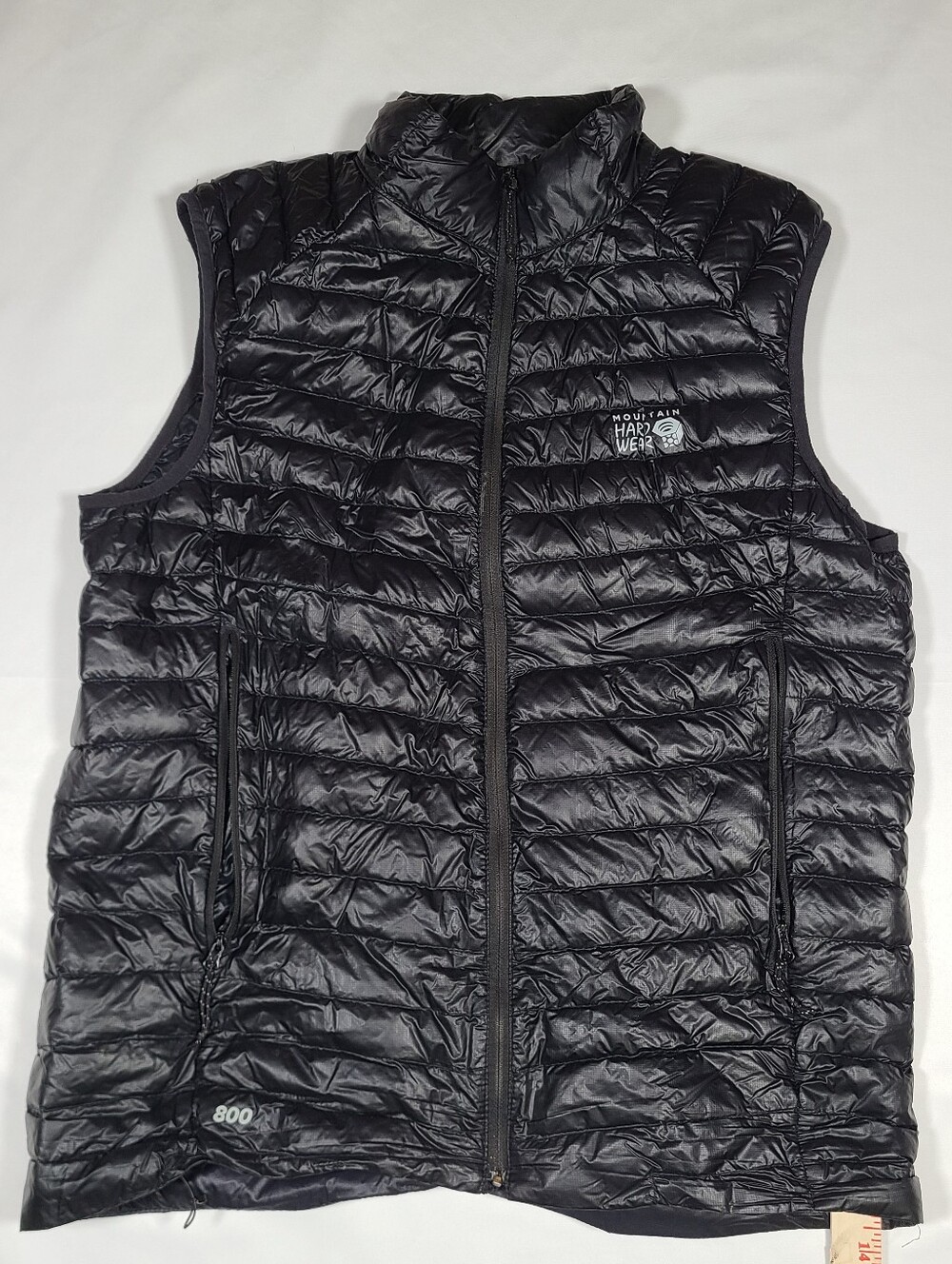 E1 Mountain Hardwear 800 Goose Down Puffer Vest Men M Black Full Zip Lightweight